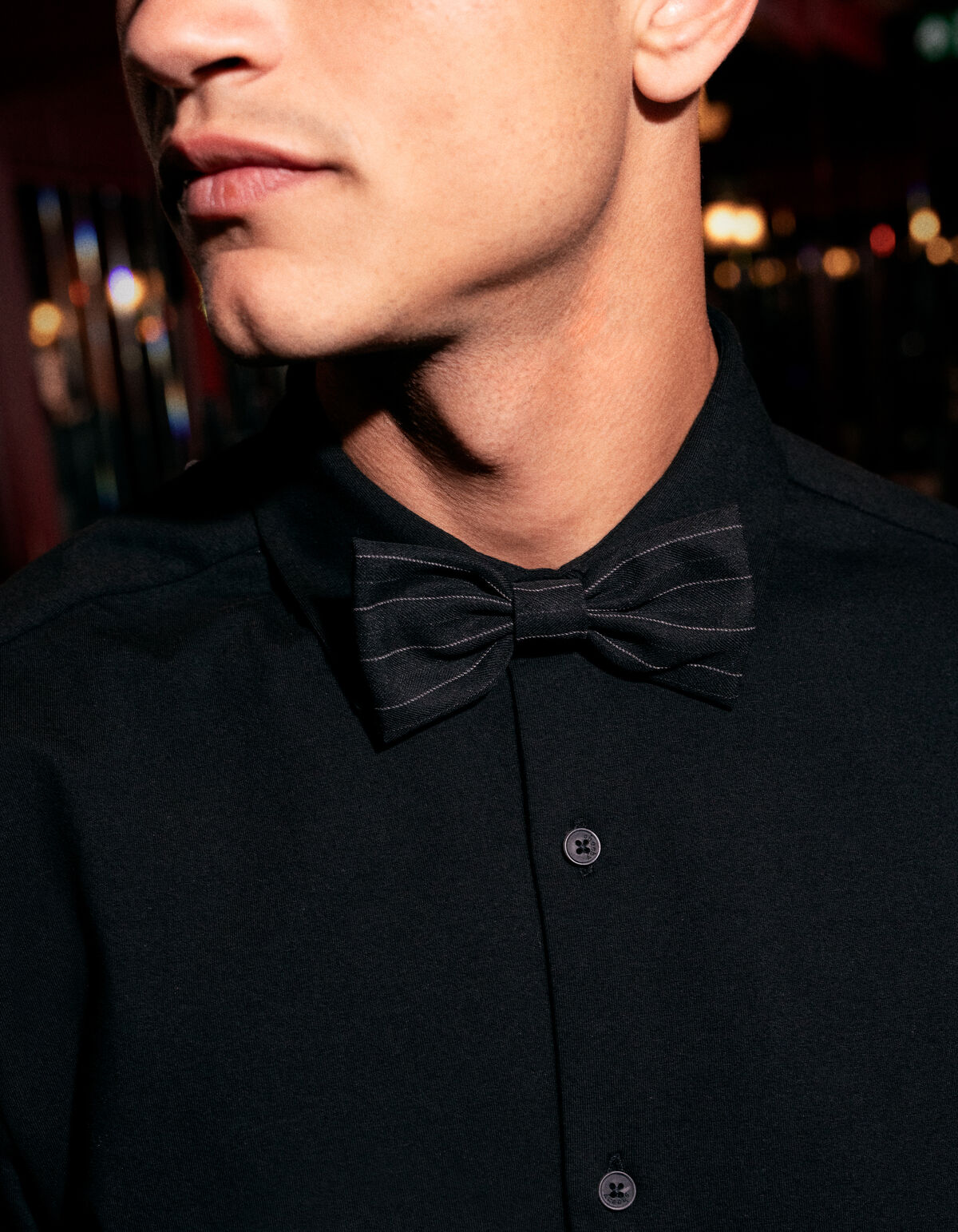 Pinstripe Vlinderstrik Zwart