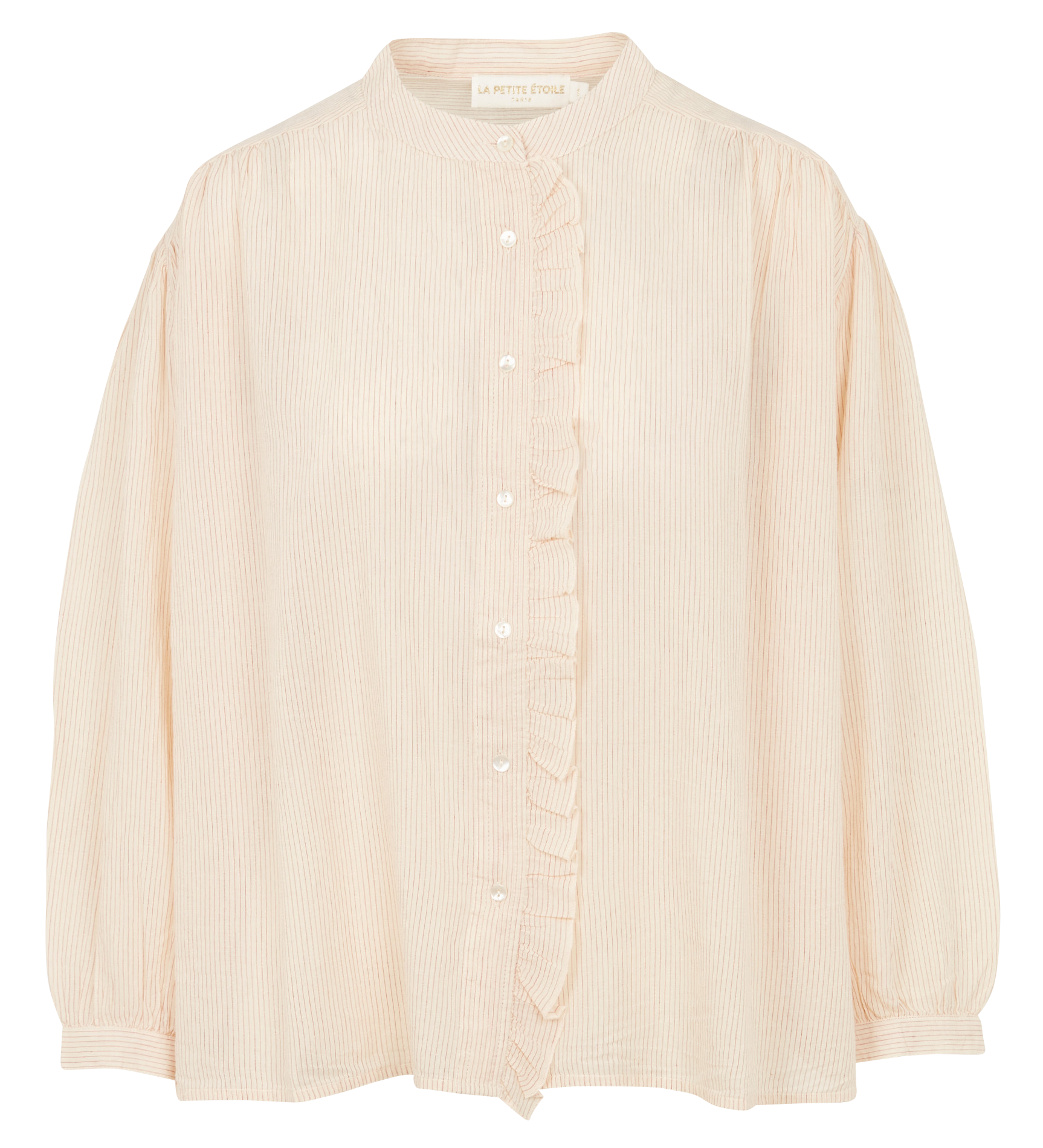 LONIA - Chemise fluide col mao à rayures en coton | Rose