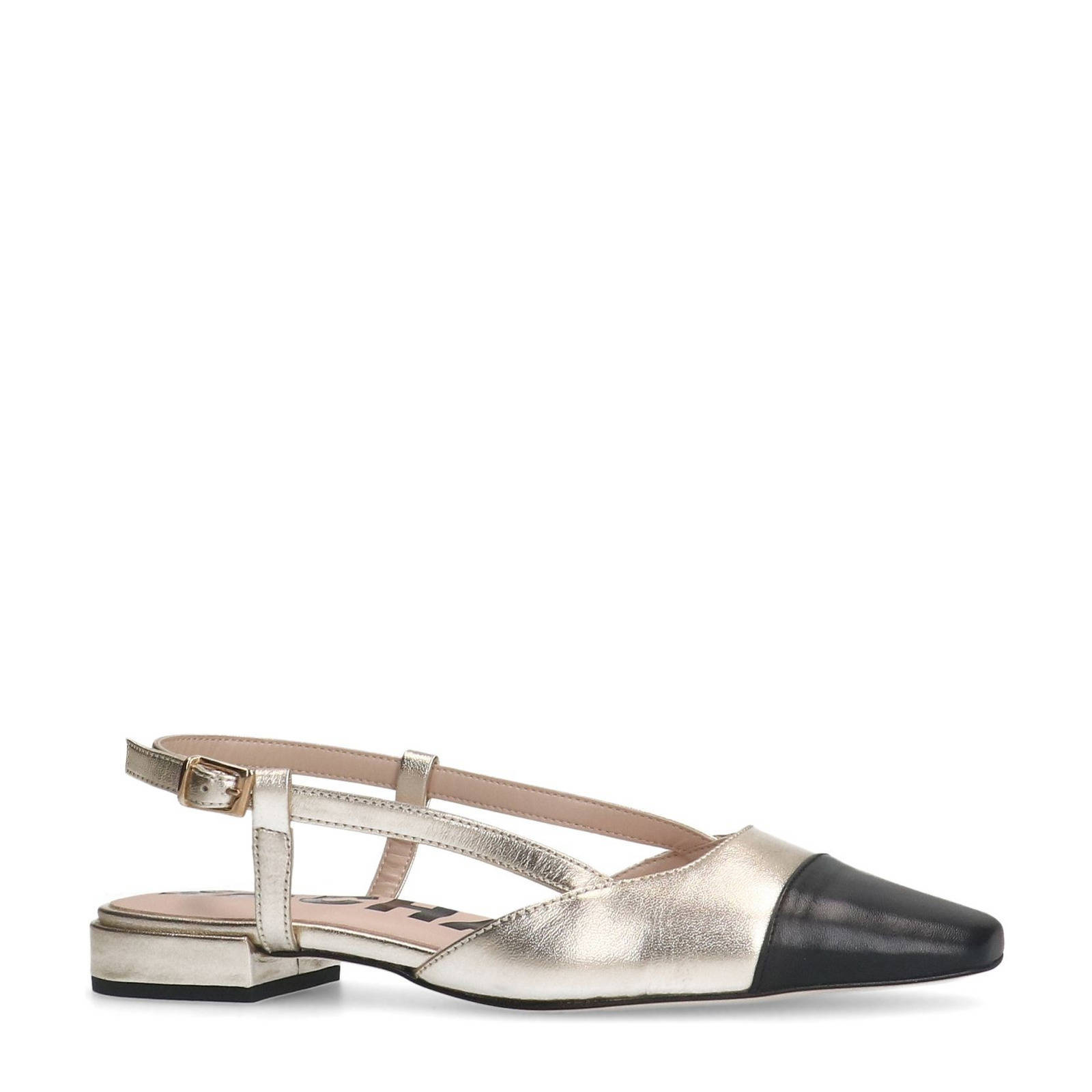 Sacha leren slingback loafers goud/zwart