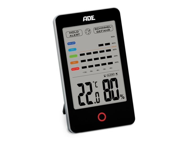 ADE Thermo-/Hygrometer digital Schwarz Digitales Thermo-/Hygrometer mit Schimmelalarm