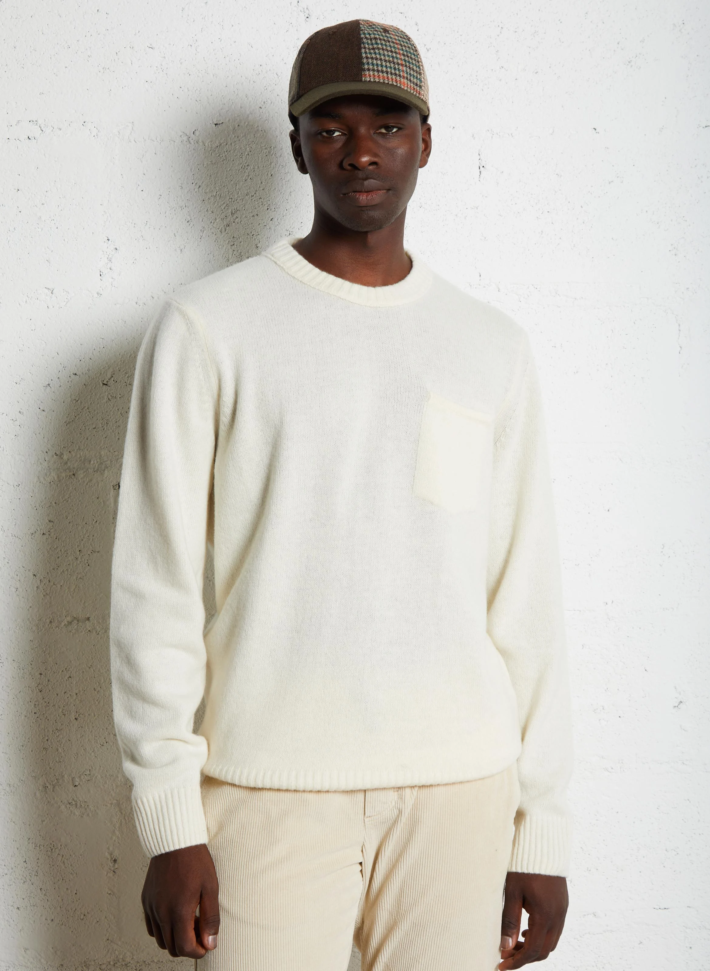POCKET - Pull col rond droit en laine mélangée | Beige