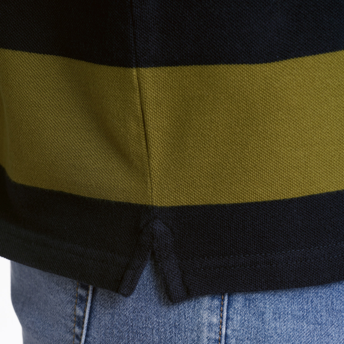 Jonas Nielsen Herren Poloshirt mit Streifen helloliv / dunkelblau