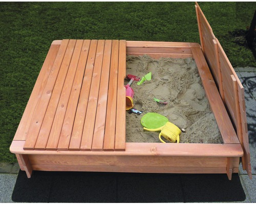 Tessa 120 zandbak met volledige afdekking, hout, 120 x 120 x 24 cm, bruin