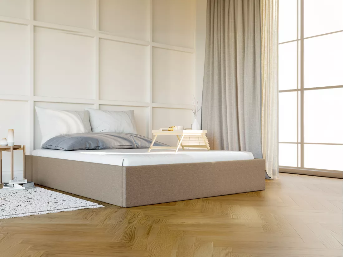 Sommier coffre 160 x 200 cm en tissu - Taupe - PONTOS de YSMÉE