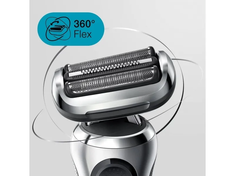 Braun Series 7 71-S1000s, Folie shaver, Sølv, AutoSense, 360° Adaptive system, Knapper, LED, Batteri