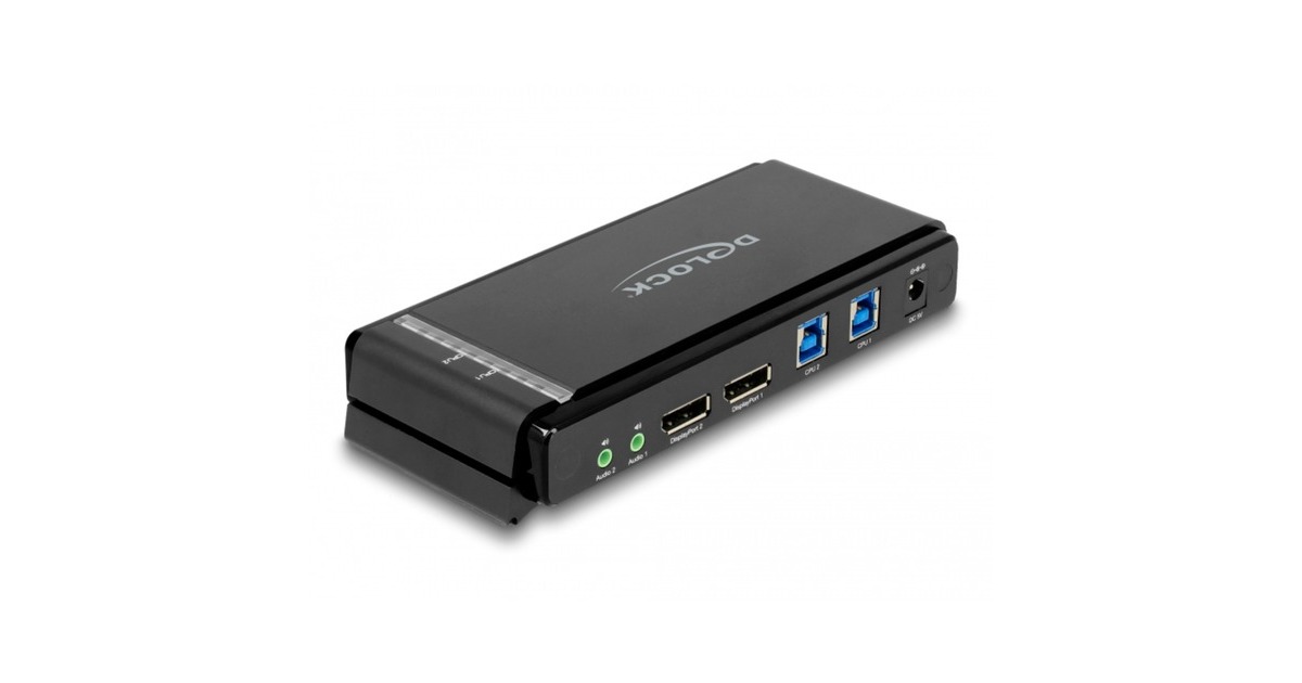 DeLOCKDisplayPort 1.4 KVM Switch, 8K 60Hz, USB 3.2 Gen 1, Audio kvm-switch  (Grijs/zwart)