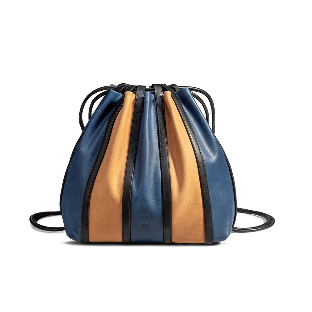 Ricefield Backpack Blue-Camel Vintage Leather