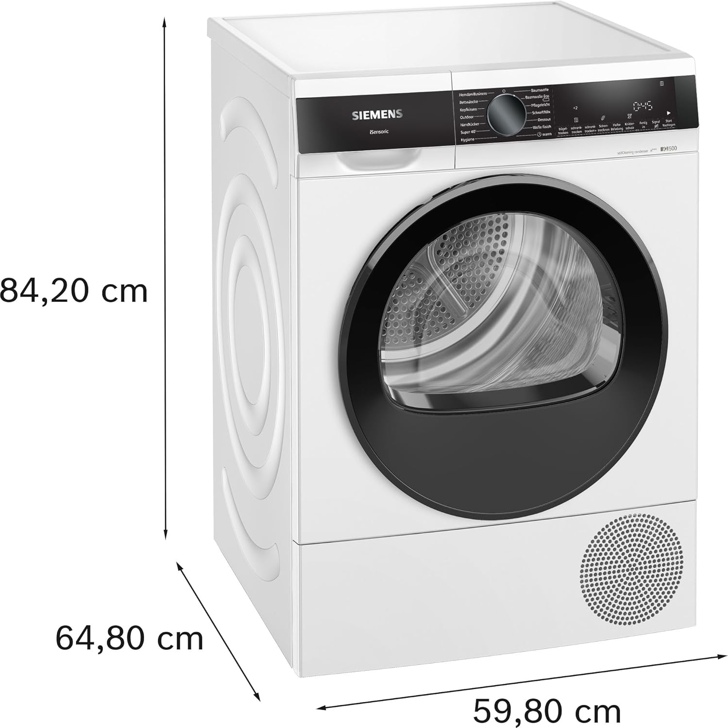 Siemens WQ35G2D00 iQ500 Wärmepumpen-Trockner 8 kg, autoDry für schonendes & präzises Trocknen, speedPack für kürzere Laufzeiten, softDry-Trommelsystem, Selbstreinigender Kondensator, Weiß