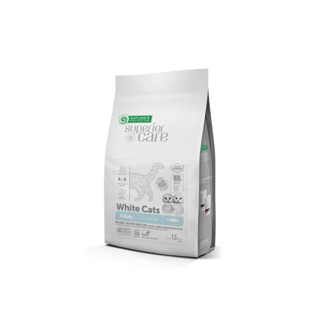Ração Nature's Protection White com Arenque, Sem Grãos, para Gatos Adultos, 1,5 kg