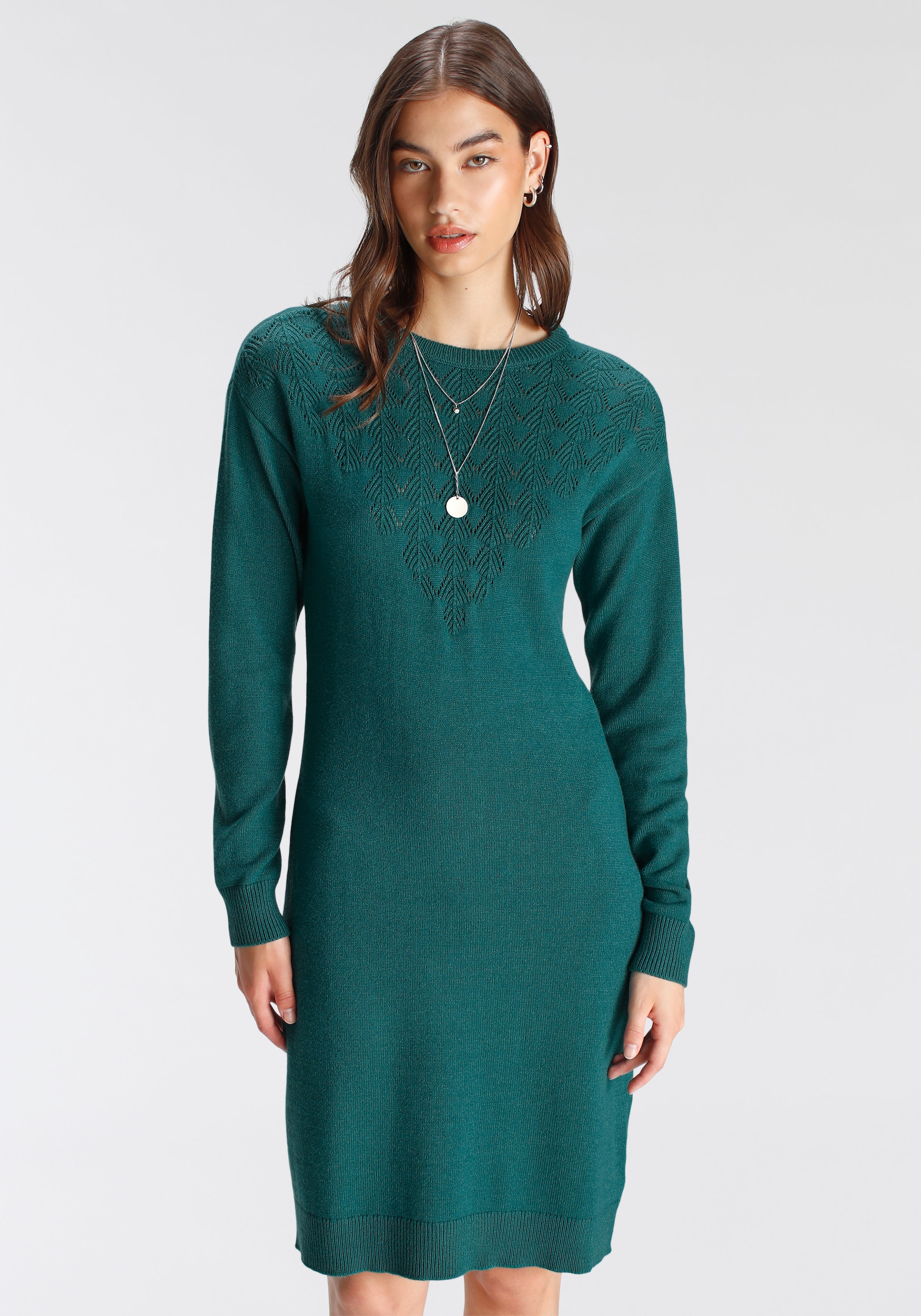 Tamaris Strickkleid Mini-Länge, modischer Ajourstrick