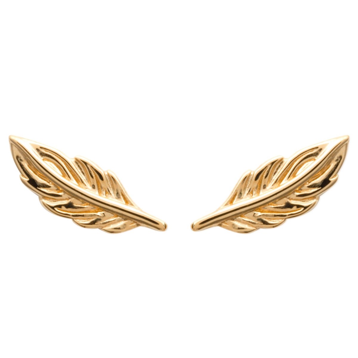 Boucles d'oreilles petite plume Plaqué OR 750 3 microns