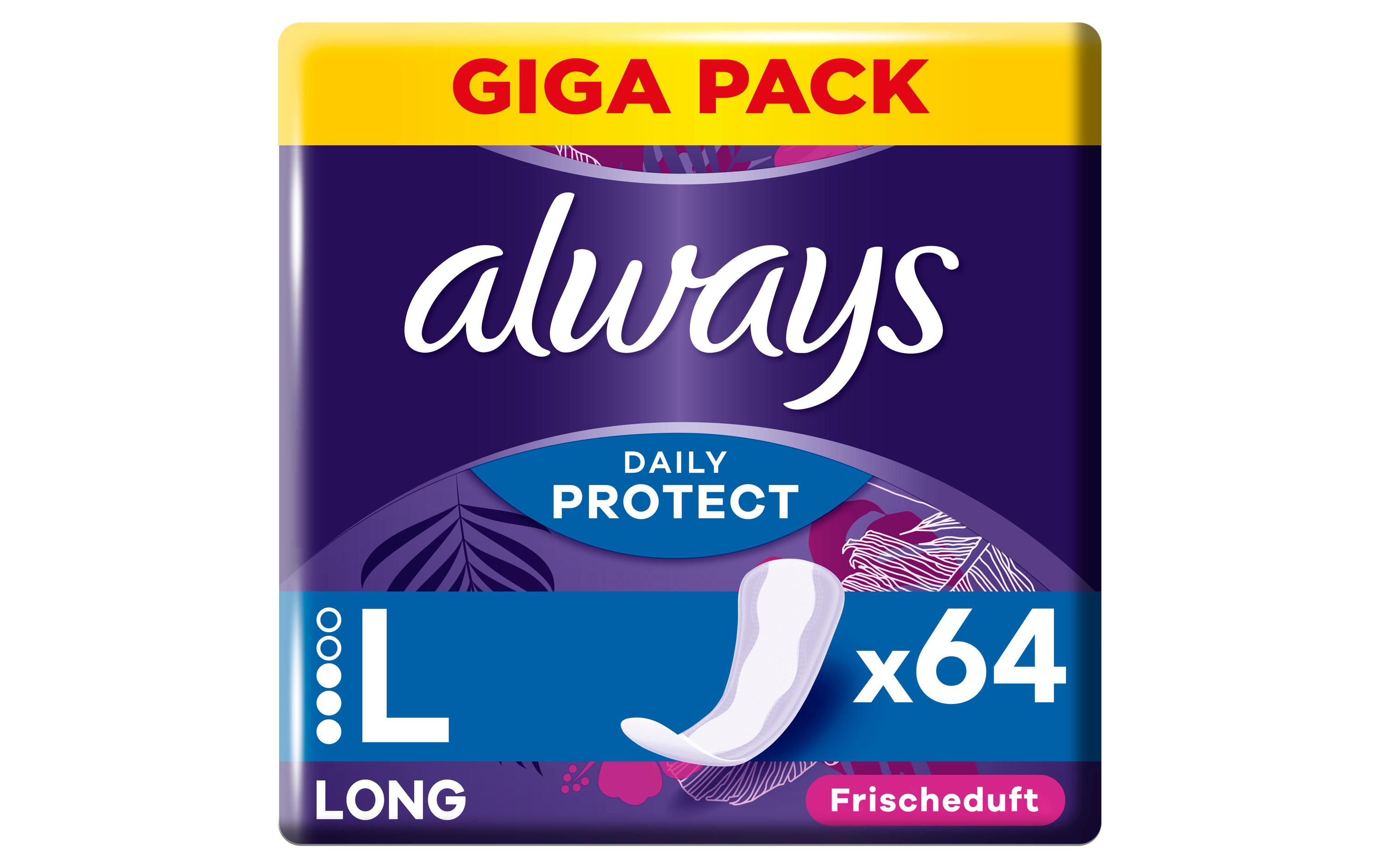 Slipeinlage Daily Protect Long mit Frischeduft 64 StückHochwertige Einlagen mit saugfähigem Kern