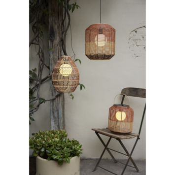 Solar LED lantaarn 28cm hoog Ø24cm bruin