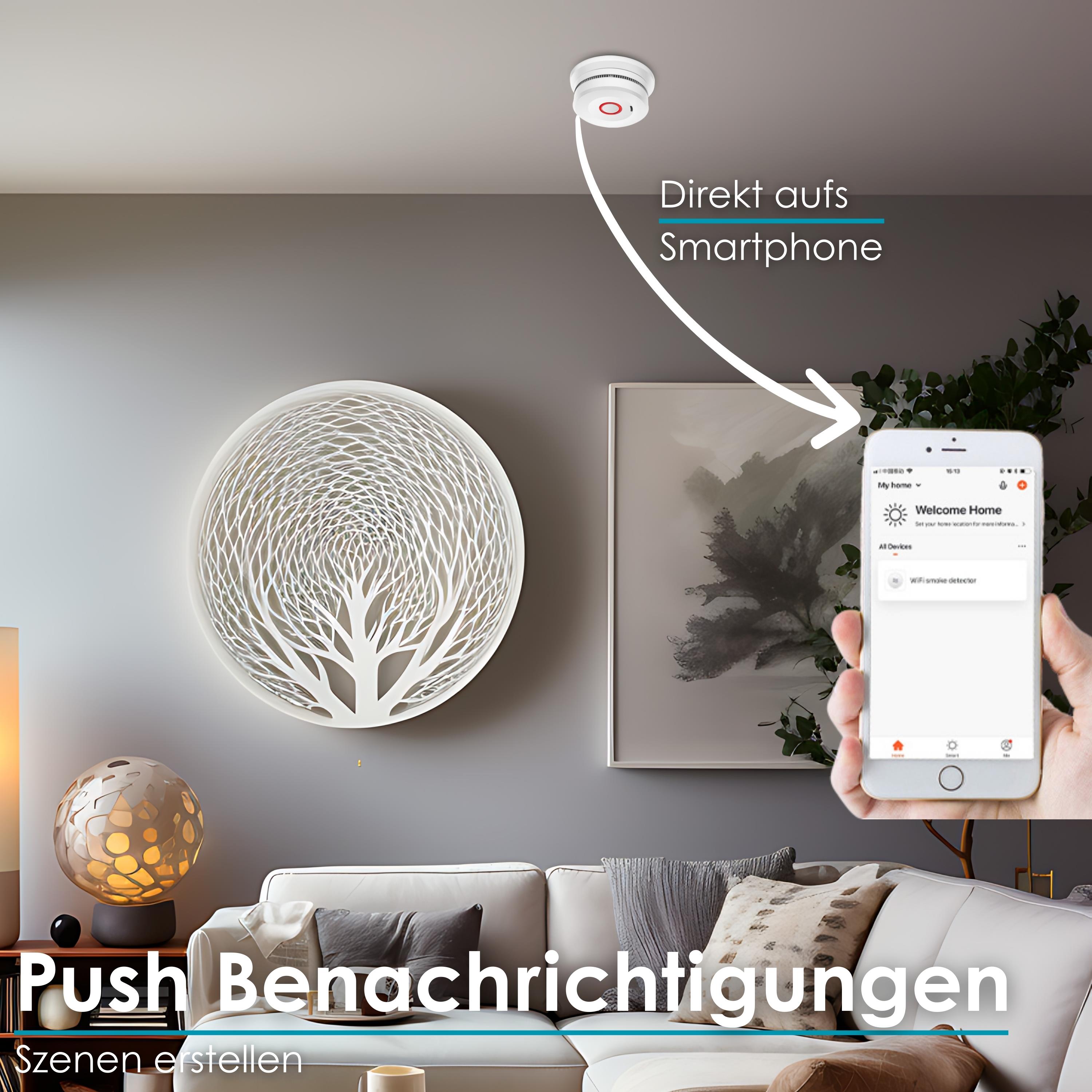 Echos Wifi Rauchmelder 10 Jahres Batterie m. Magnethalterung EN14604
