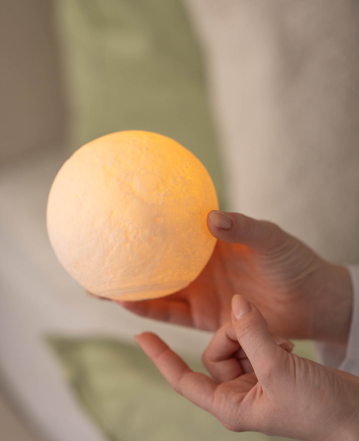 (Ø12cm) 3D LED Mond Lampe Nachtlicht USB Deko Beleuchtung mit Touch - Weiss