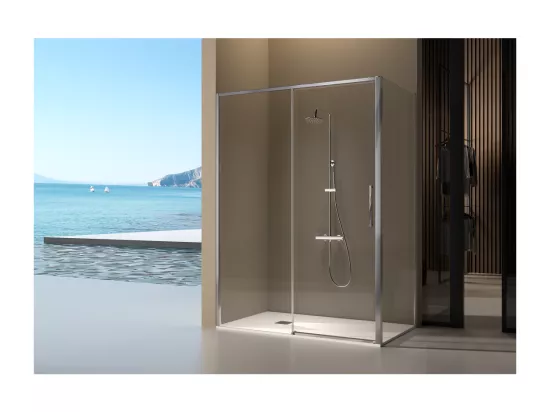 Paroi de douche fixe + porte coulissante DELTA 111-113.6 cm
