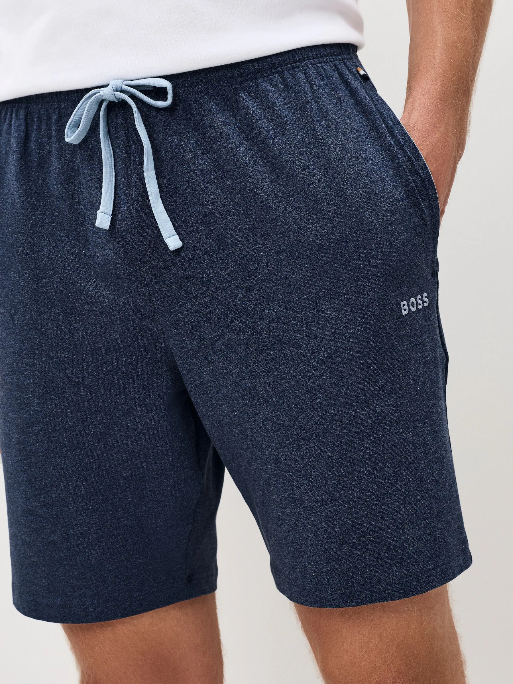 Marineblauw - BOSS Regular-Fit stretchy Short met Logo