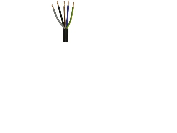 Tilledning rund, pvc5G1,5 mm² PKAJ sort 300/500Vring, kabeldiameter 11,6 mm - (100 meter)