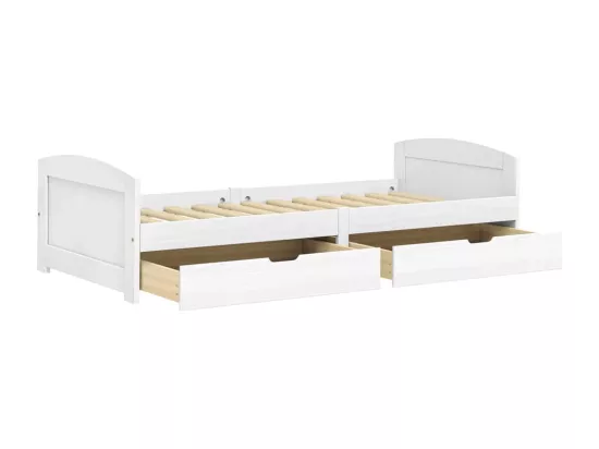 Lit de jour avec 2 tiroirs IRUN blanc 90x200 cm bois pin massif