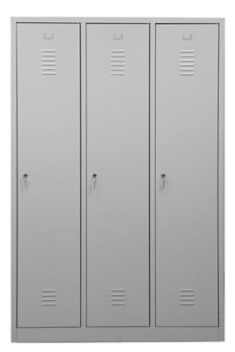 PROREGAL Garderobekast Camel 3-Vaks met Pro Divider HxBxD 180 x 119 x 50 cm Cilinderslot Grijs