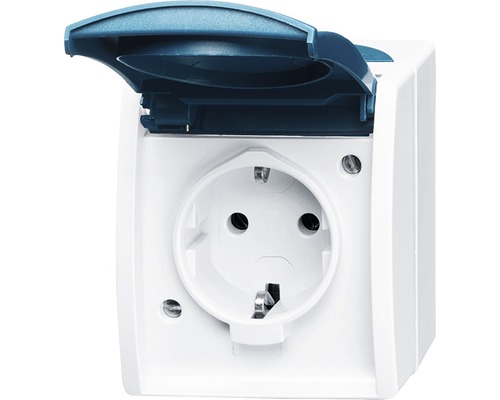 Busch-Jaeger 20 EW-53 Opbouwcontactdoos voor vochtige ruimtes IP44, lichtgrijs/blauwgroen Ocean