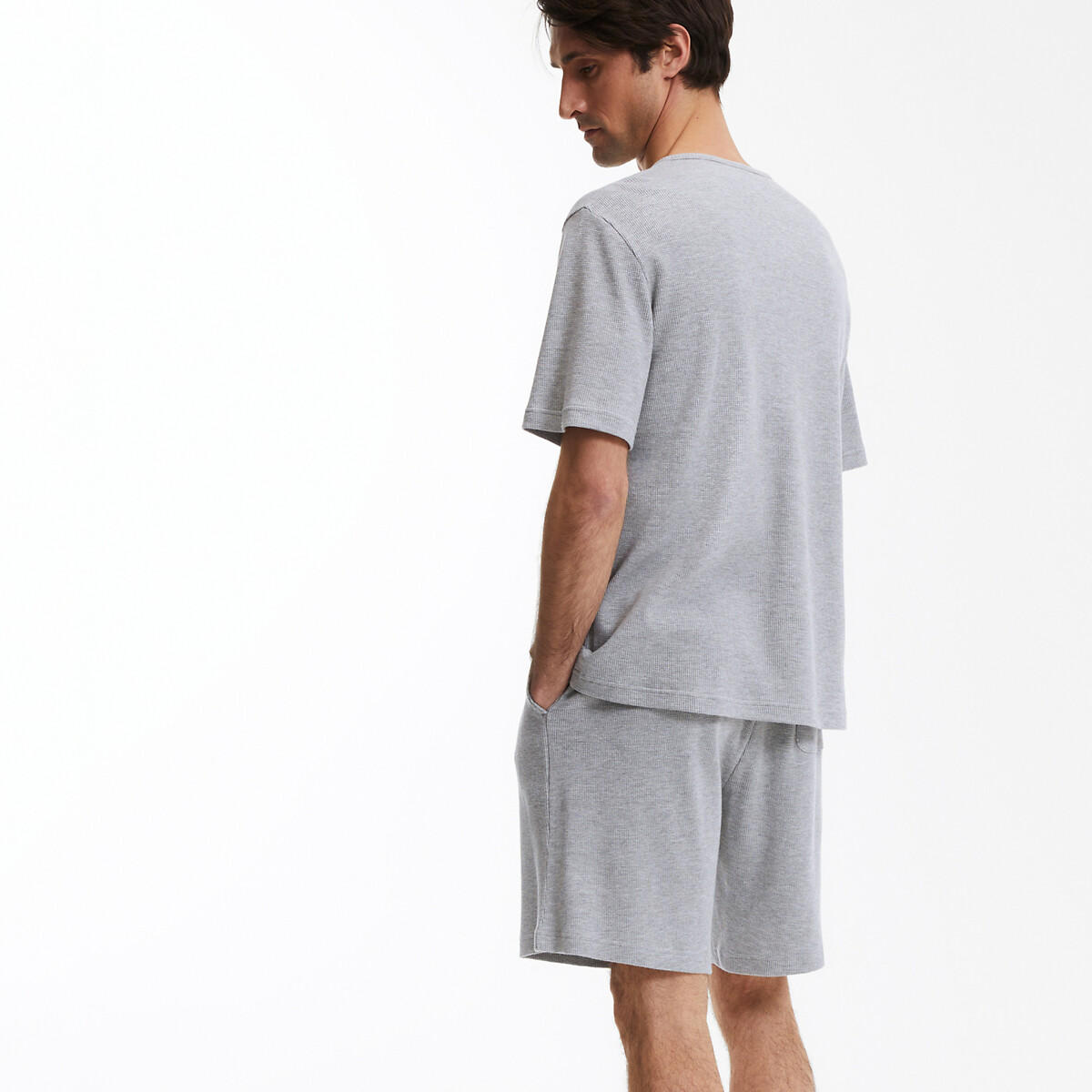 COLEÇÃO LA REDOUTE<br>Camiseta shorts de pijama com gola tunisiana e mangas curtas