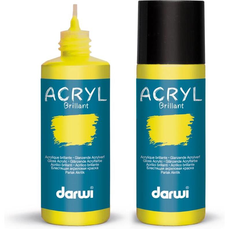 Darwi Flacon de 80 ml de Peinture Acrylique Universelle Brillante - jaune soleil