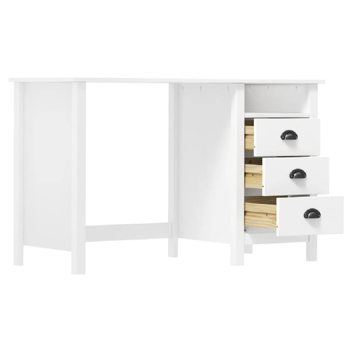Helloshop26 Bureau pin massif blanc 120 cm