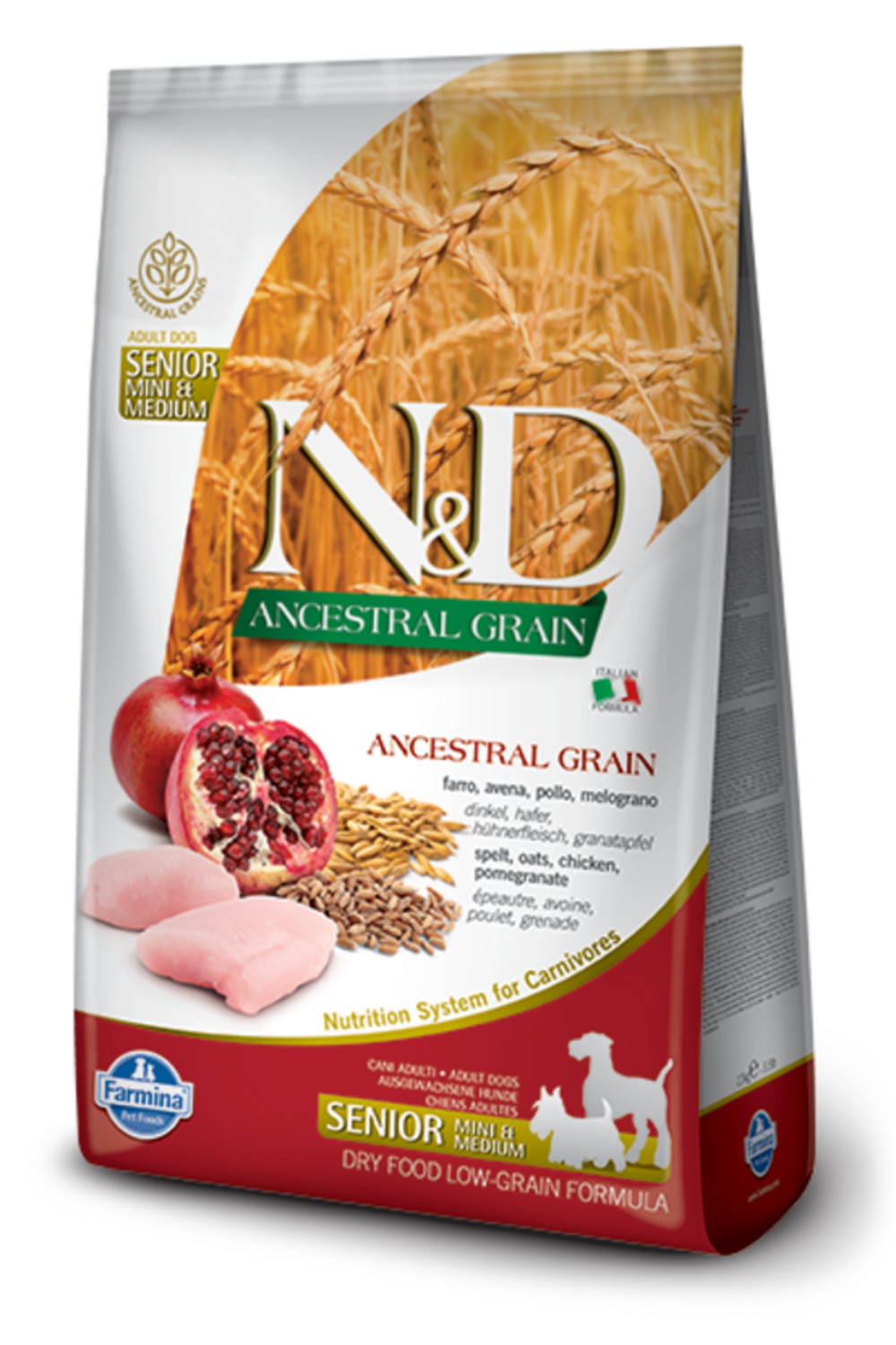 Croquettes n&d ancestral poulet & grenade chien senior mini 2,5 kg