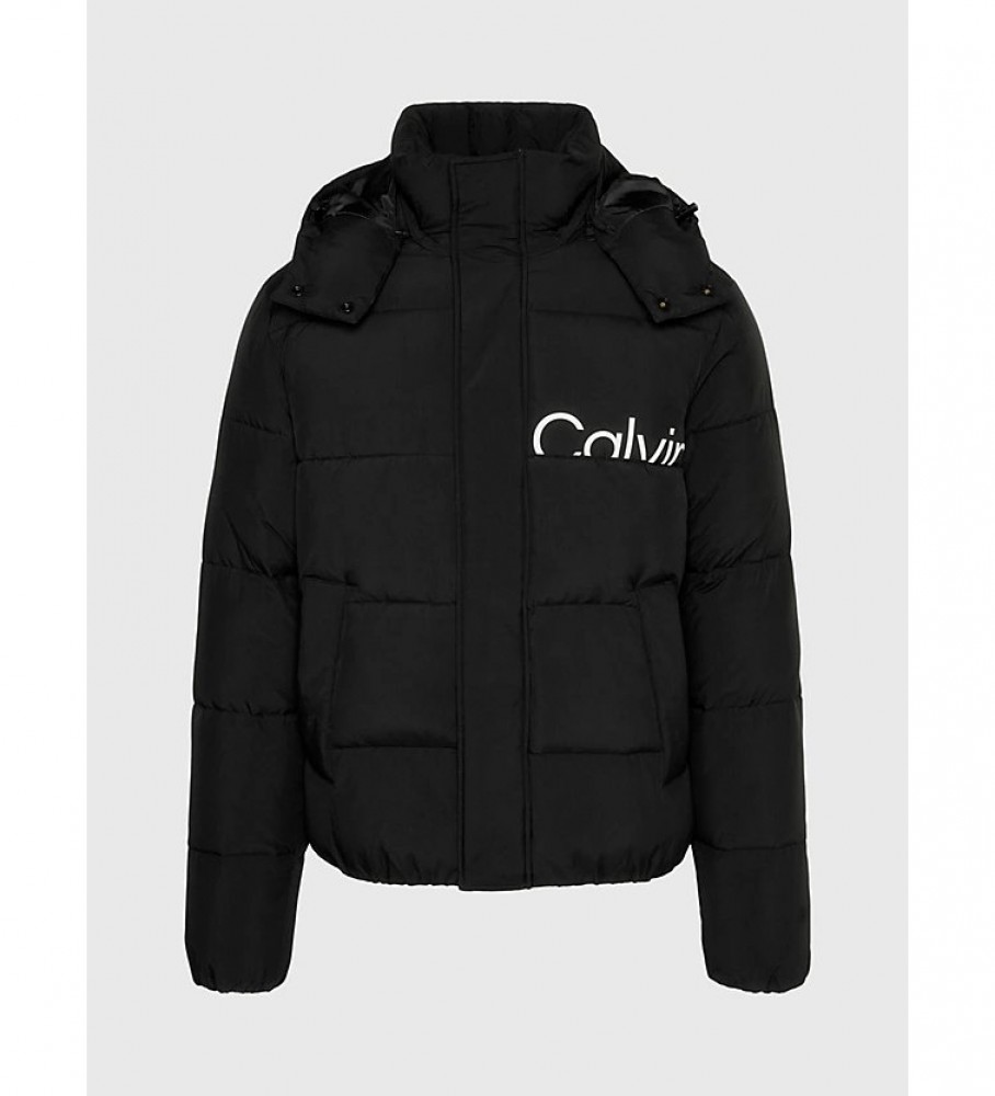 Jaqueta com capuz e enchimento de plumas Calvin Klein Jeans preta