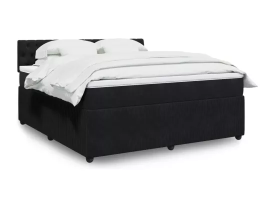 Sommier à lattes de lit avec matelas Noir 180x200 cm Velours