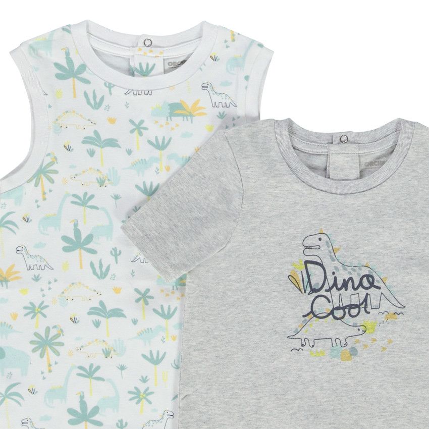 Lot de 4 combinaisons courtes fantaisie pour bébé garçon - Blanc