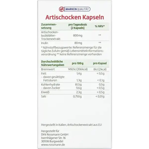Artischocken Kapseln
