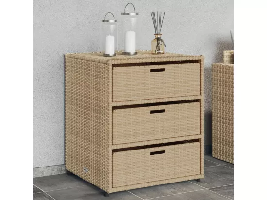 Armoire de rangement de jardin beige 55x59x69 cm résine tressée