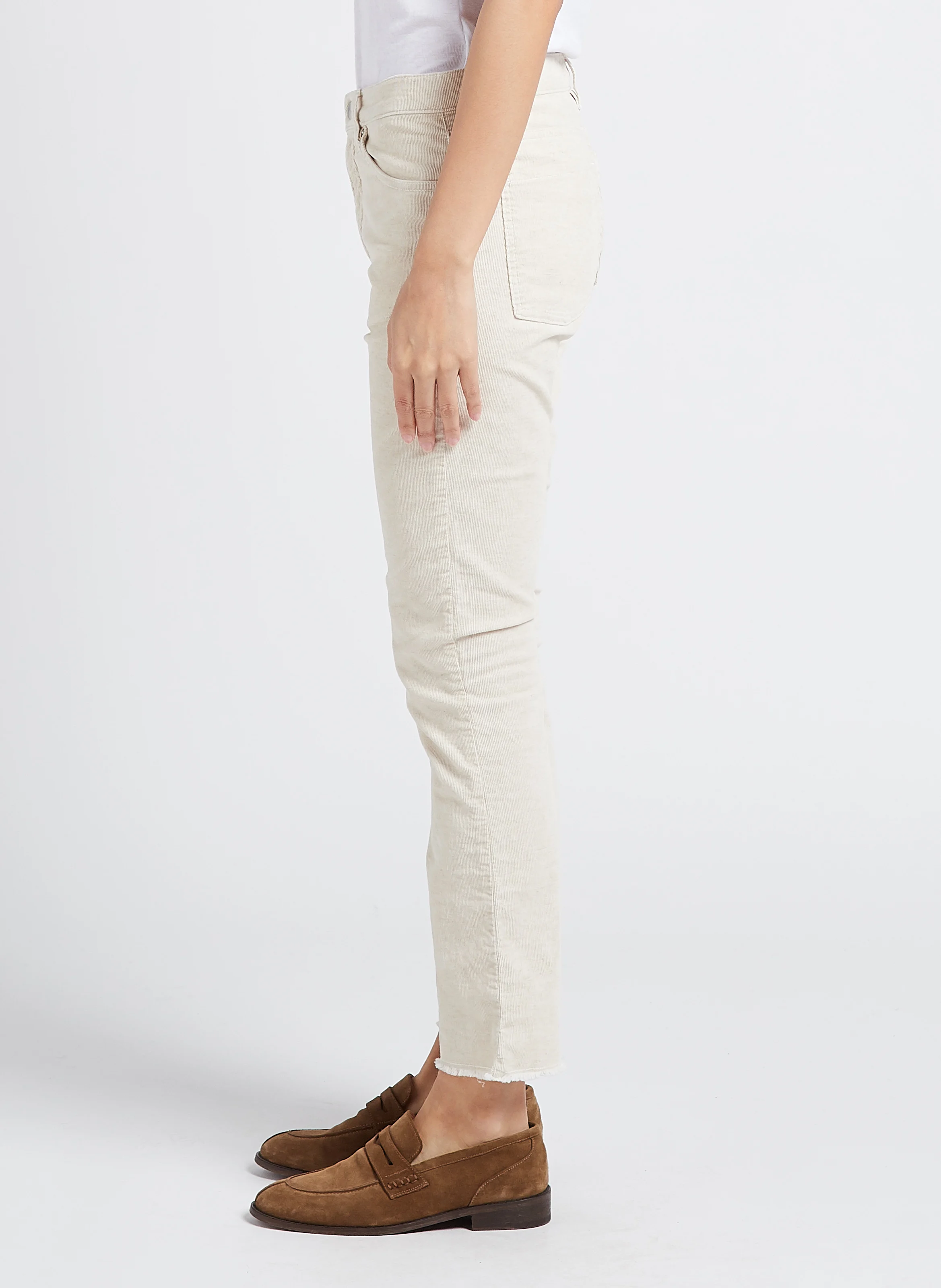 CARA - Jean bootcut cropped en coton mélangé | Blanc