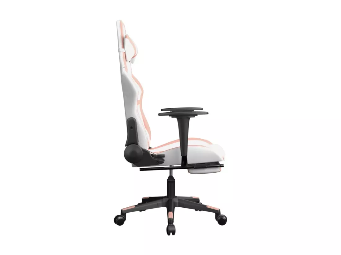 Chaise de jeu de massage avec repose-pied Blanc&Rose Similicuir