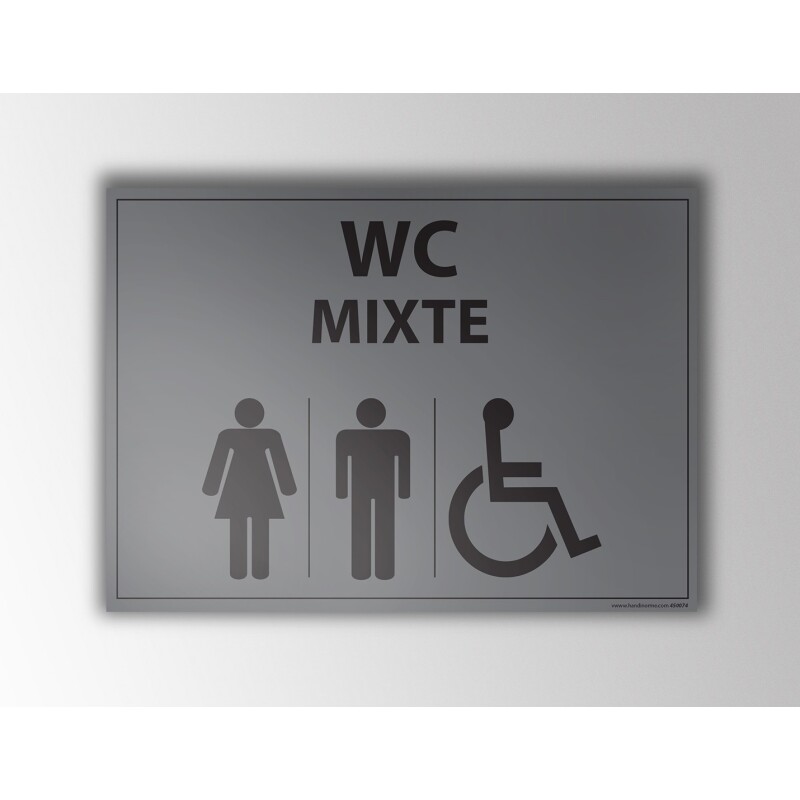 Plaque gravée Mixte WC + personnes PMR