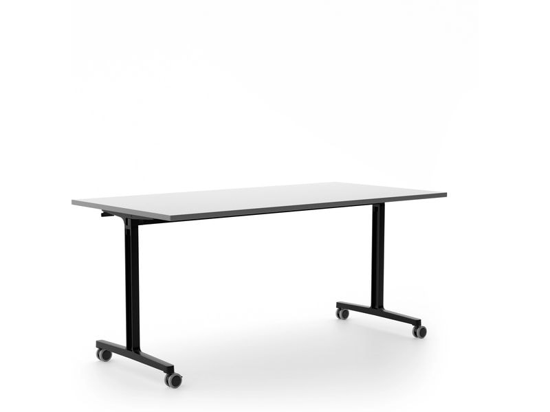 Profim Tisch U-Connect 3490-24 160 x 80 cm, Hellgrau/Schwar Mobiler Klapptisch auf Rädern