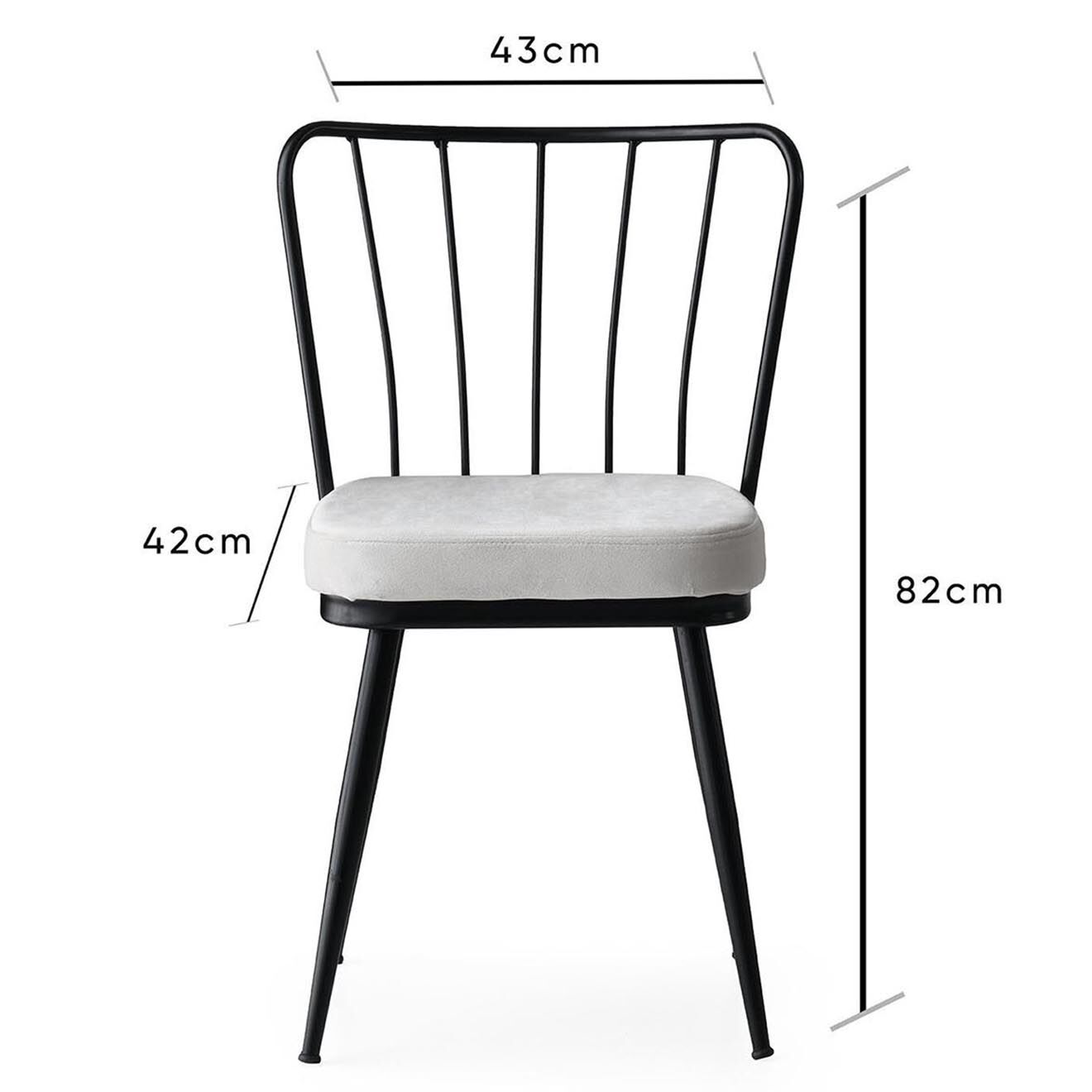 Wooden Art 2 Chaises Yildiz noir/blanc - 43x82x42 cm