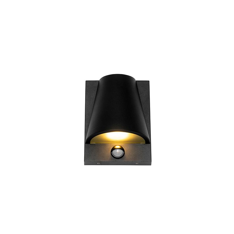 Buiten wandlamp zwart IP44 met bewegingsmelder - Femke