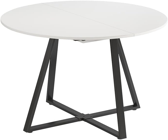 Vicco Esstisch Loyd, Weiß/Schwarz, 120 x 120 cm ausziehbar