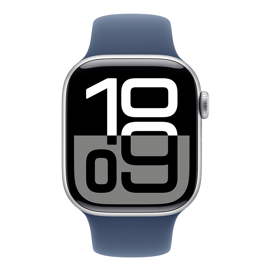 Apple Watch Series 10 GPS + Cellular - Aluminium Argent - Bracelet Sport Denim - 42 mm - Taille S/M