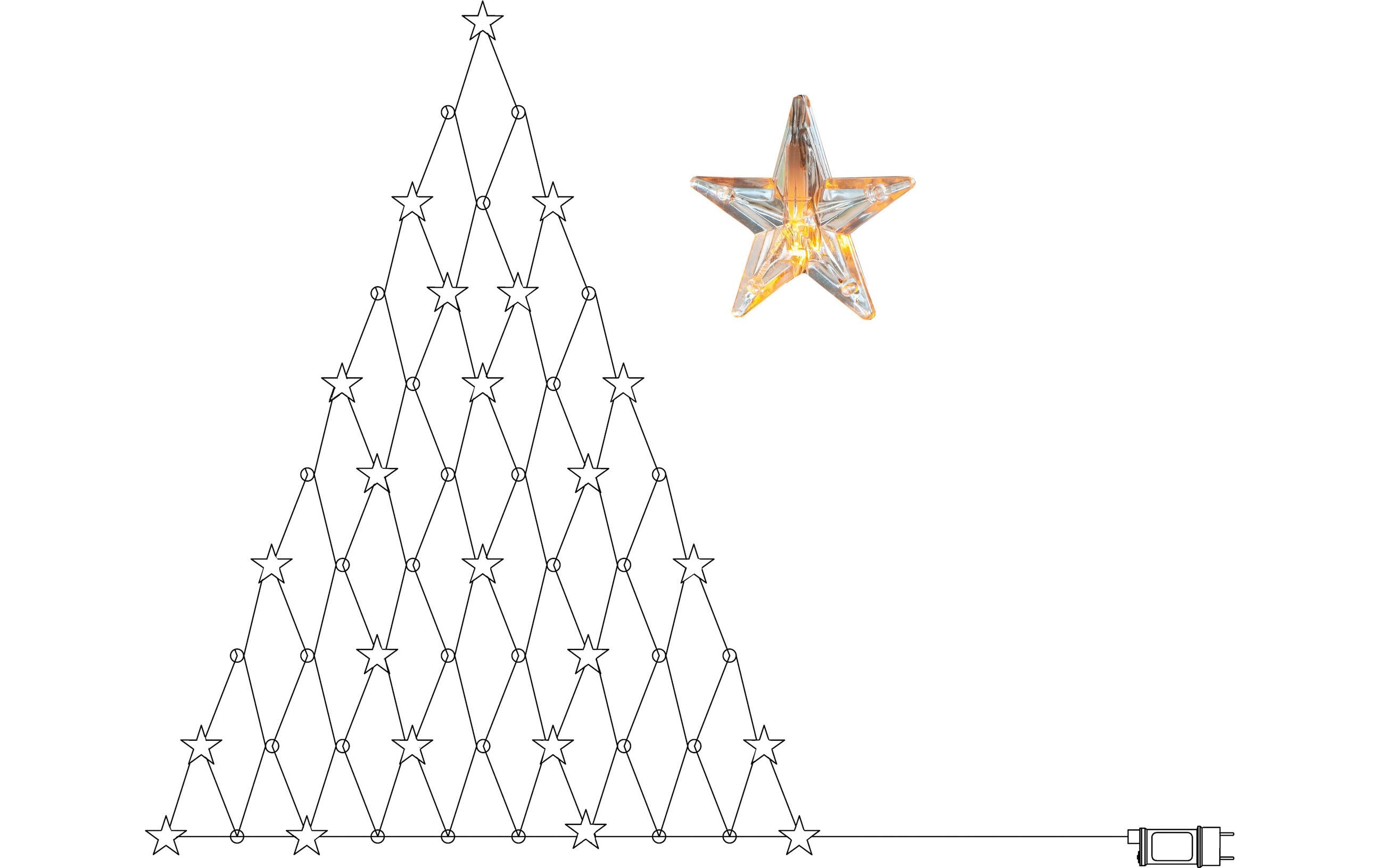 LED-Lichternetz Star Curtain, 55 LED, 120 cm, indoorLichternetz mit Sternen in Tannenform