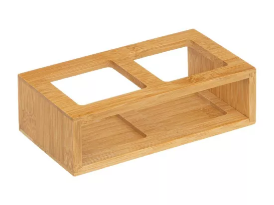 Set bouteilles huile et vinaigre en verre avec support bambou - Transparent - 0,48 l