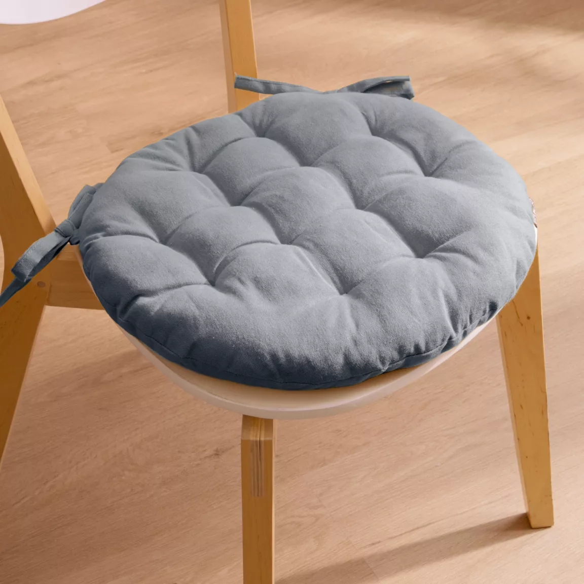Coussin de chaise rond coton (40 cm) Pixel Gris