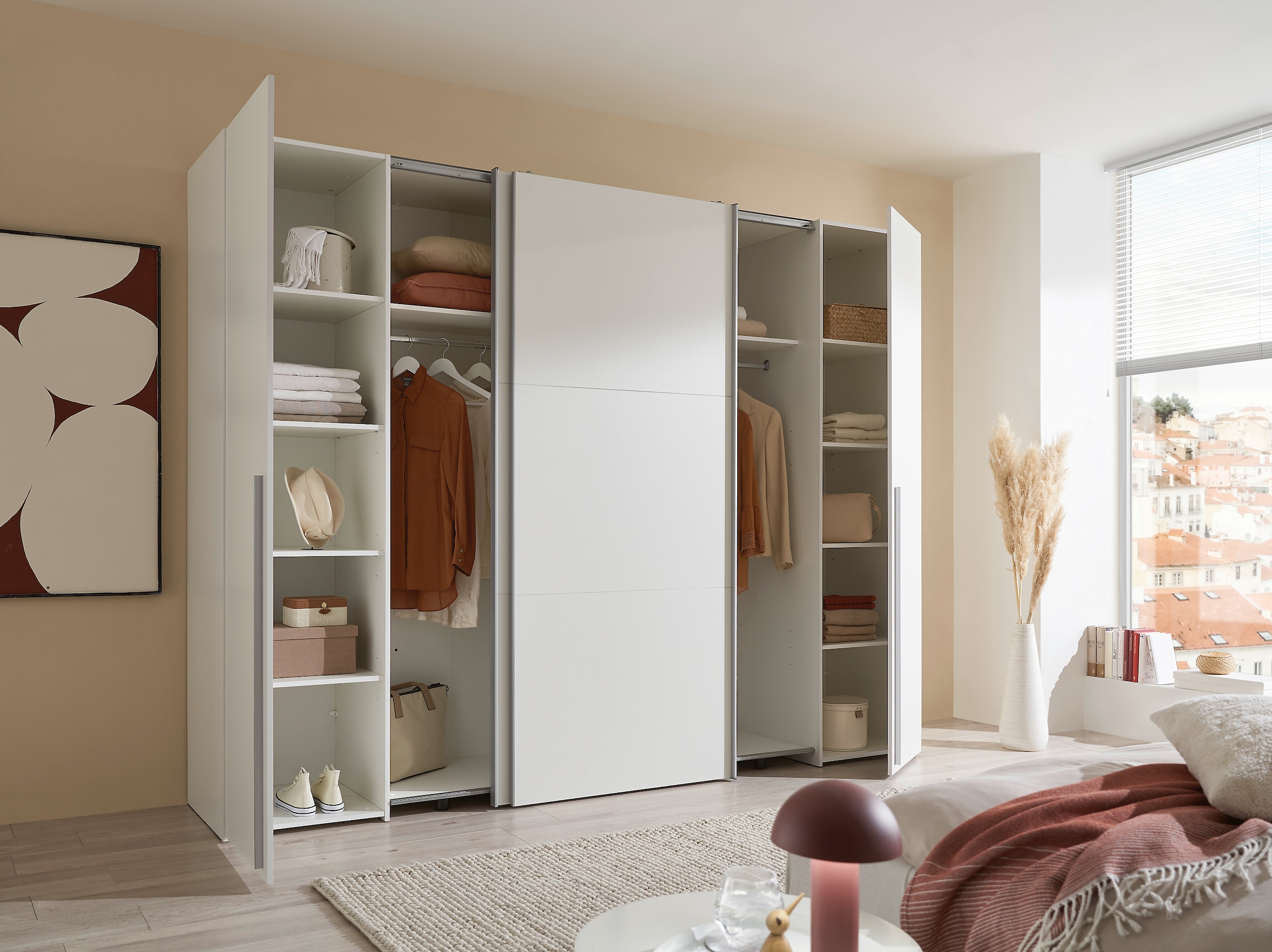Schlafkontor Schwebetürenschrank »Maturs Drehtürenschrank« 2 Schwebetüren, 2 Drehtüren mit 10 Einlegeböden und 2 Kleiderstangen