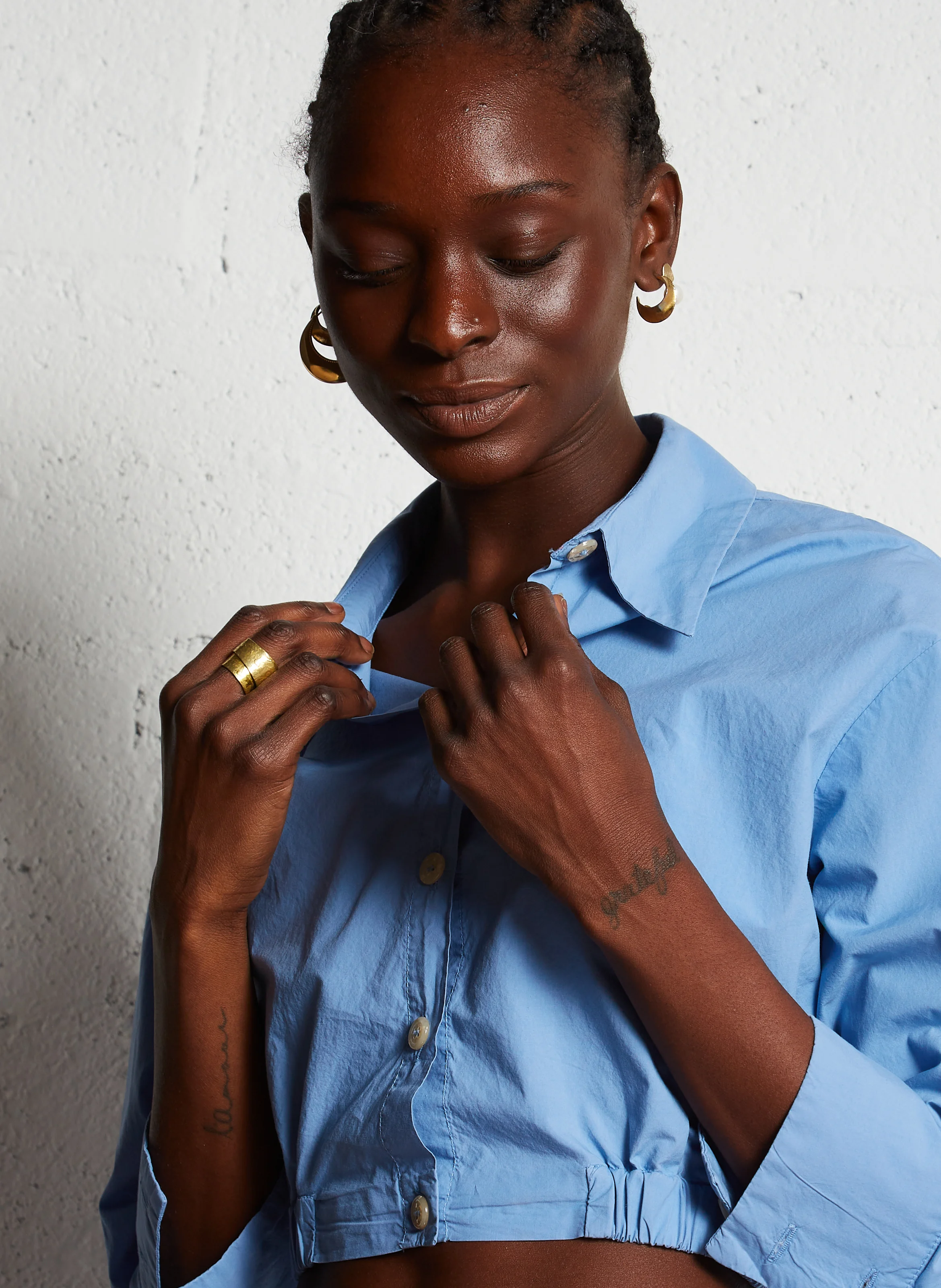 APRIL - Chemise courte en coton | Bleu