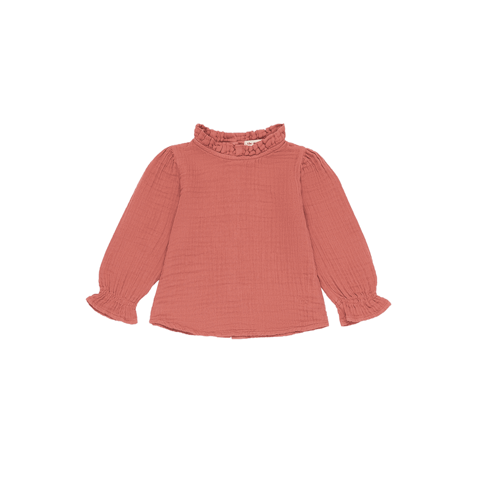 JULIETA - Blouse col montant en gaze de coton | Orange
