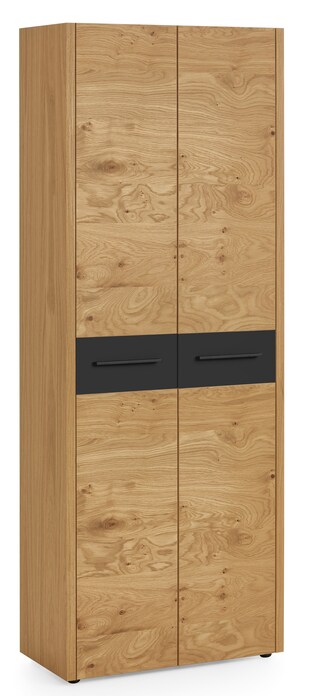 VOSS Garderobenschrank LEVIO 73 x 193 cm Eiche/ Lack matt schwarz