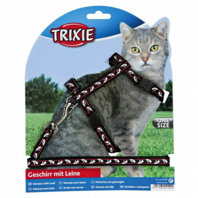 Harnais en nylon avec laisse Trixie pour chats Avec motifs